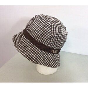 Flax Plaid Linen Bucket Hat Reversible Womens Small